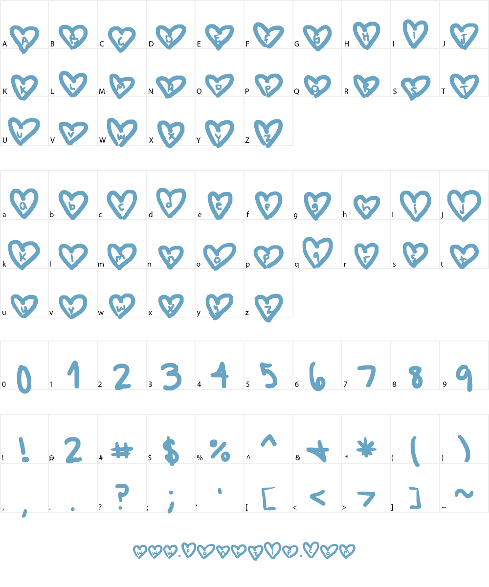 hearts love Font Character